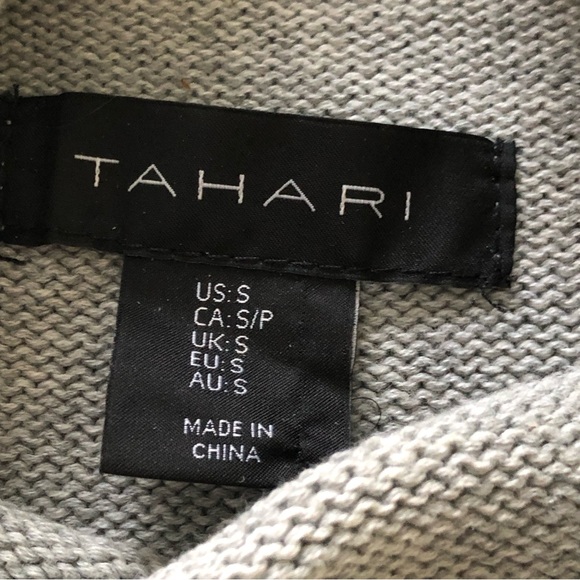 Tahari Gray Mock Neck Cotton Blend Sweater Modern Size S - Picture 10 of 10